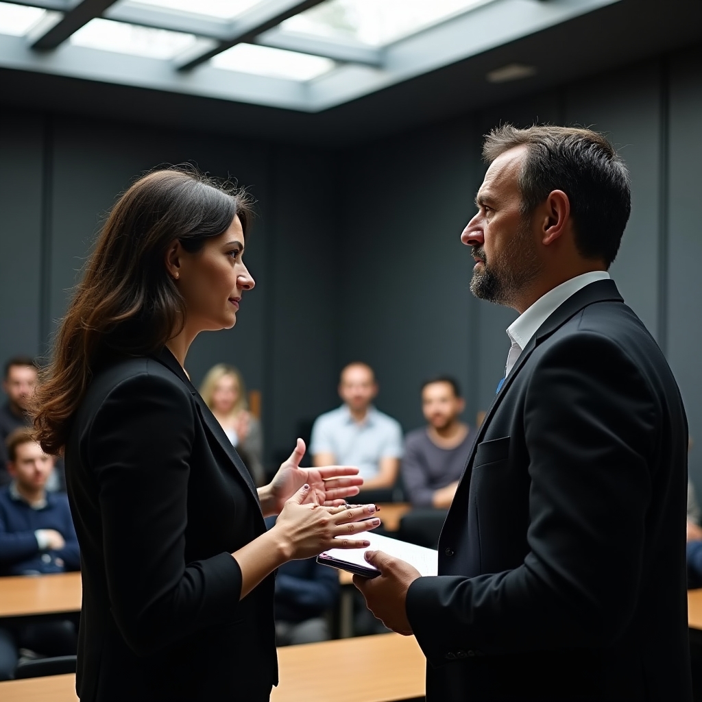 Participante practicando una conversación difícil con retroalimentación del instructor
